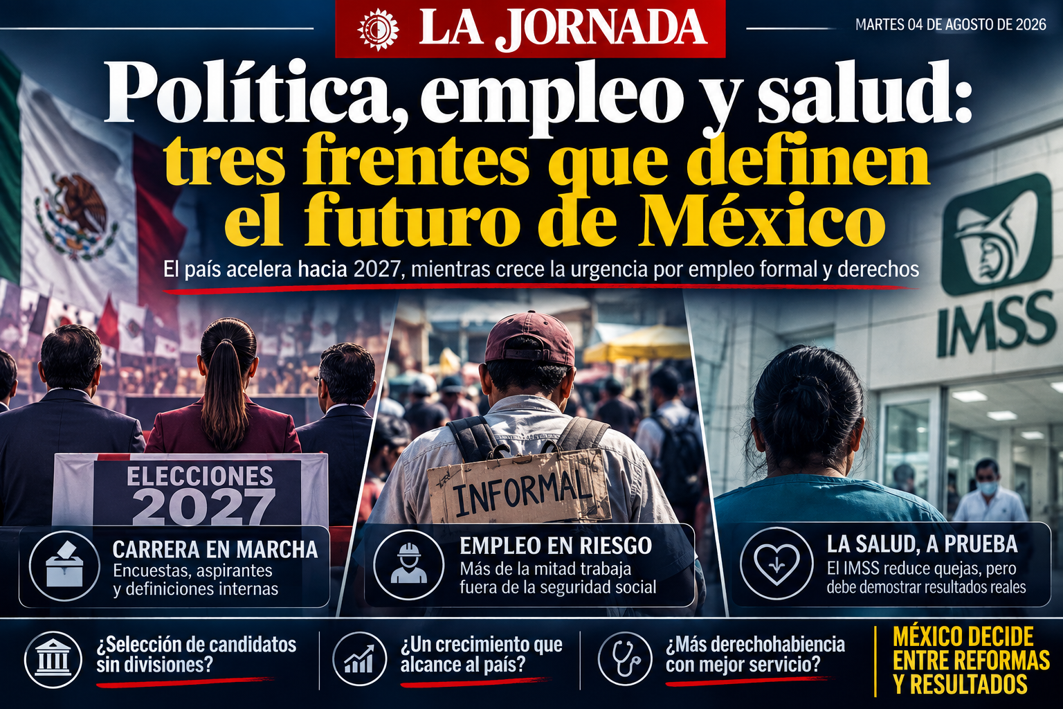 La carrera de 2027 ya comenzó, pero el empleo y el IMSS ponen los pies en la tierra